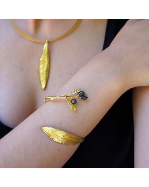 Mother Nature Jewelry Metallic Leaf Bracelet, Handmade Statement Cuff