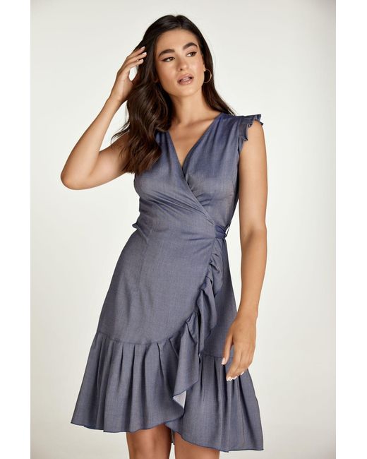 Conquista Blue Denim Style Wrap Dress