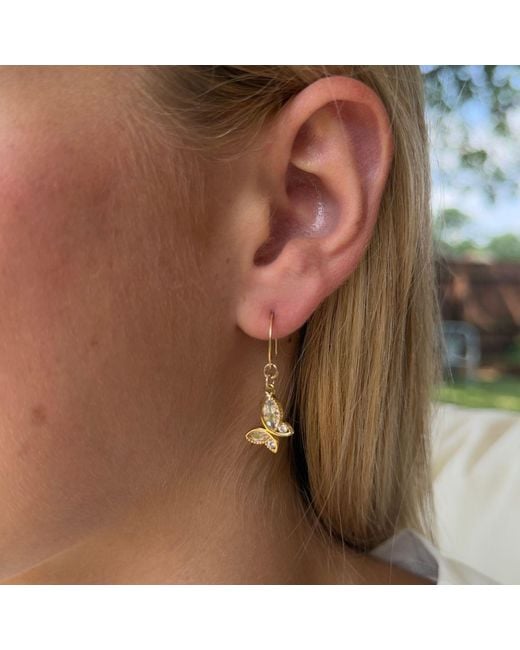 Rachel Nathan Metallic Round Hook: Baguette Butterfly Earrings