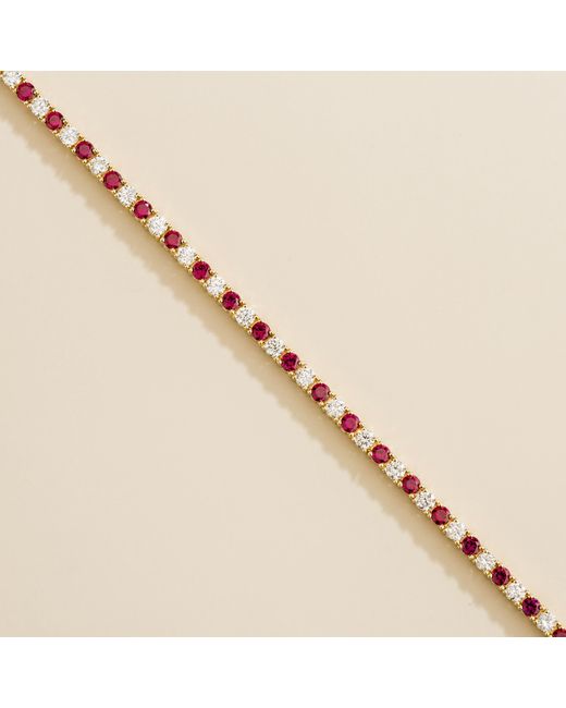 Juvetti Metallic Ciclo Tennis Bracelet Set With Ruby & Diamond