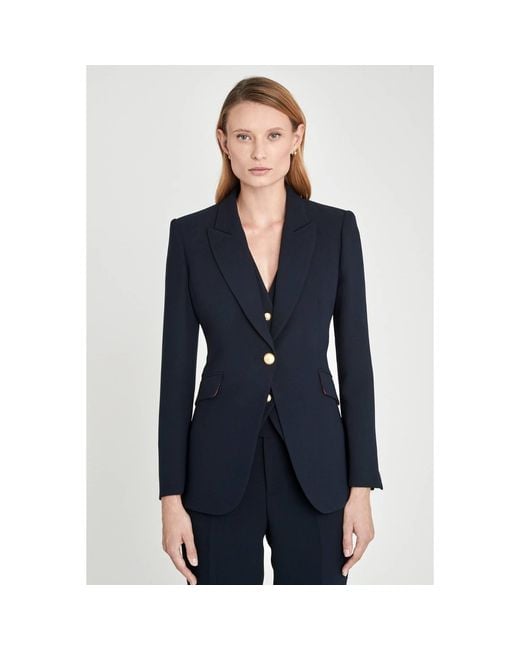 The Extreme Collection Blue Premium Crepe Single-Breasted Navy Blazer