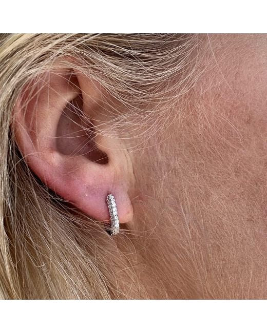 Clemence Wren Metallic Oval Pave Gemstone Huggie Earrings