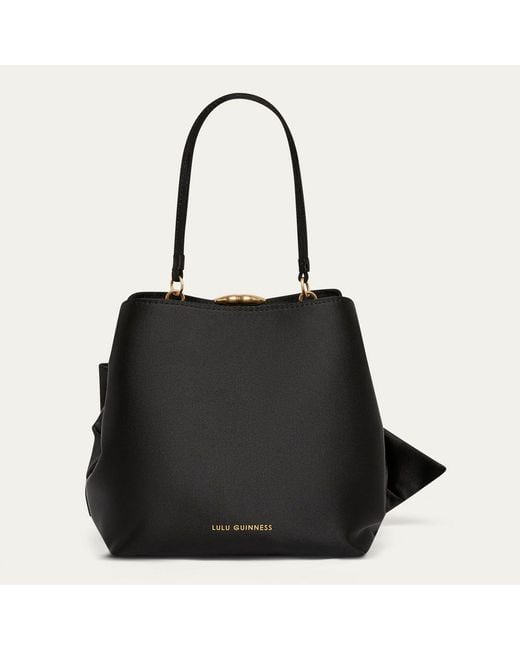Lulu Guinness Black Satin Bow Ruby Handbag