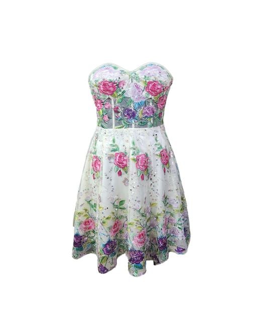 Richa Sharma Blue Corset Styled Hand Embroidered Floral Tunic