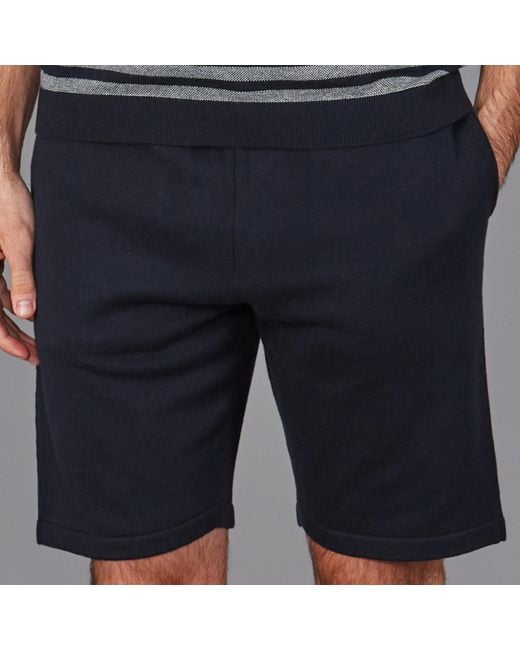 Paul James Knitwear Blue Midweight Allessio Cotton Knitted Shorts for men