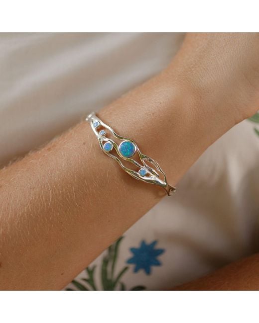 Isla Silver Blue Handmade Fire Opal Bracelet