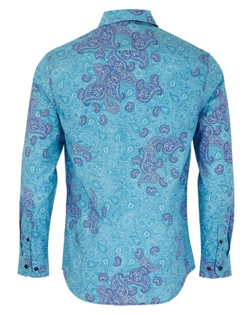 Lords of Harlech Blue Nigel Montgat Paisley Shirt for men