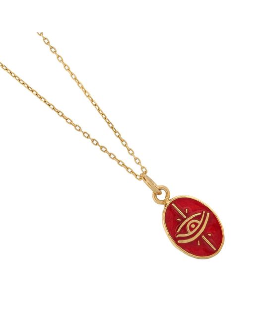 Ebru Jewelry Red Enamel Evil Eye Minimalist Protective Necklace