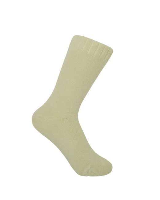 Peper Harow - Made in England Green Neutrals Ribbed Cuff Bed Socks – Cream