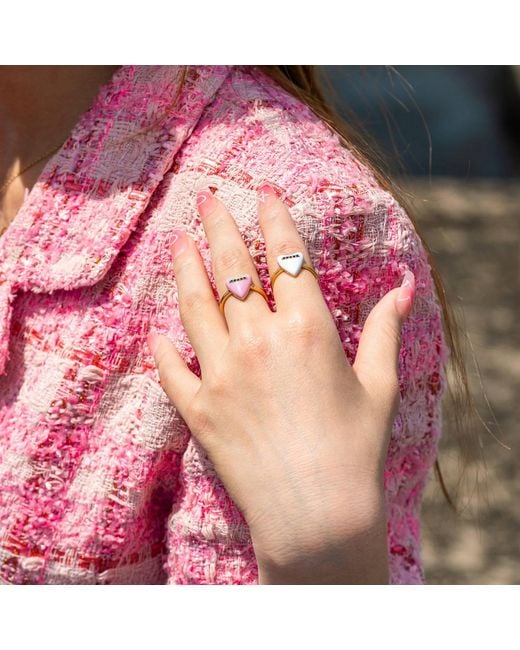 Diamonbliss Metallic Puffy Heart Ring, Enamel