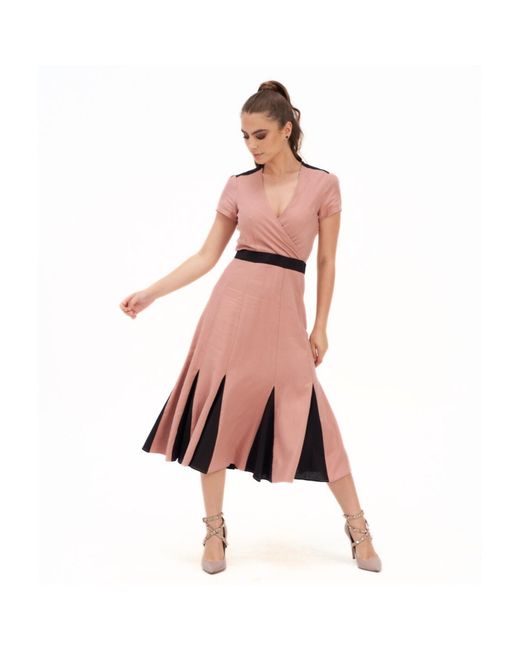 Deer You Lillian Lushing Dress With Fluted Godet Skirt In Dusty Pink