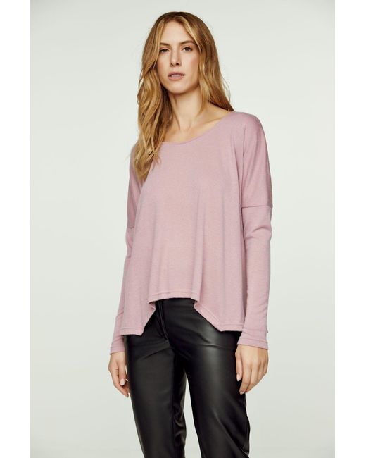 Conquista Pink Knit Handkerchief Hem Top