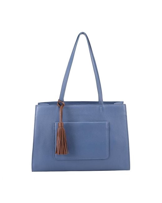 Lloyd Baker Blue Eleanor Leather Tote Bag