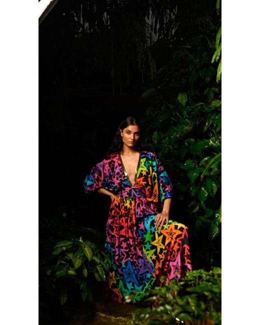 Any Old Iron White New Star Printed Kaftan Dress