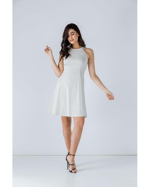 Conquista White A Line Sleeveless Sand Dress
