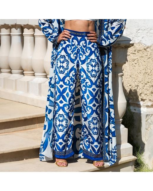 Ana Luisa Blue Santorini Inspired Wide Leg Pants