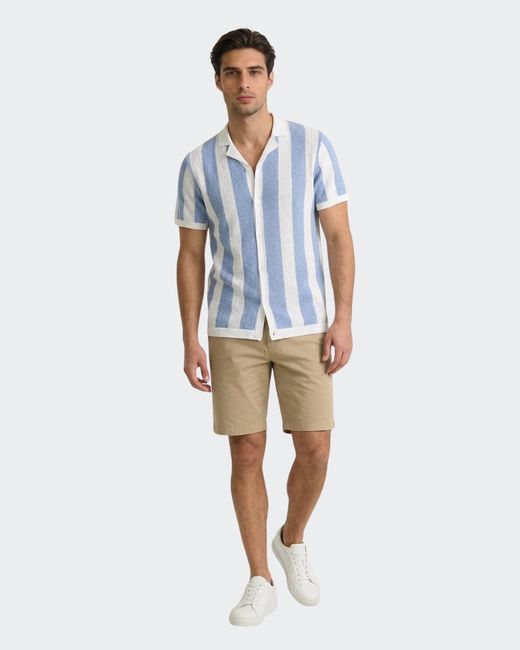 Vustra Blue Ocean Breeze Stripe Flatknit Camp Shirt for men