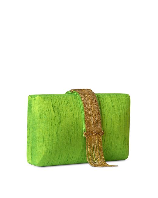 Simitri Green Moss Fringe Clutch