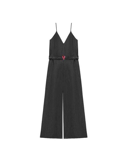 Nocturne Black V-Neck Spaghetti Strap Jumpsuit