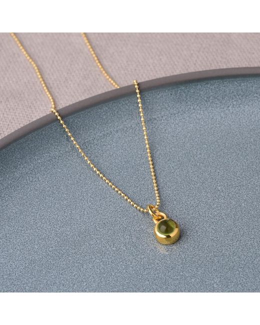 Nellou Jewellery Metallic Gem Dot Birthstone Necklace August Peridot Plated Sterling