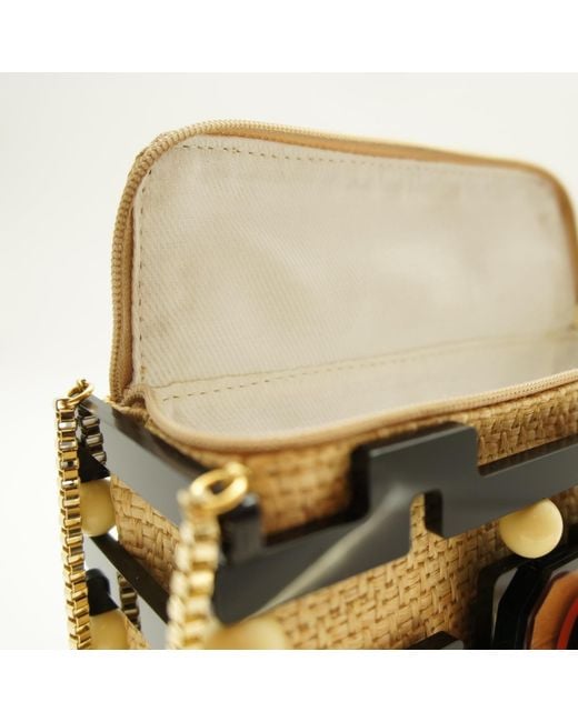 Gissa Bicalho Metallic Neutrals Acrylic Handmade Bag Clutch Marajo