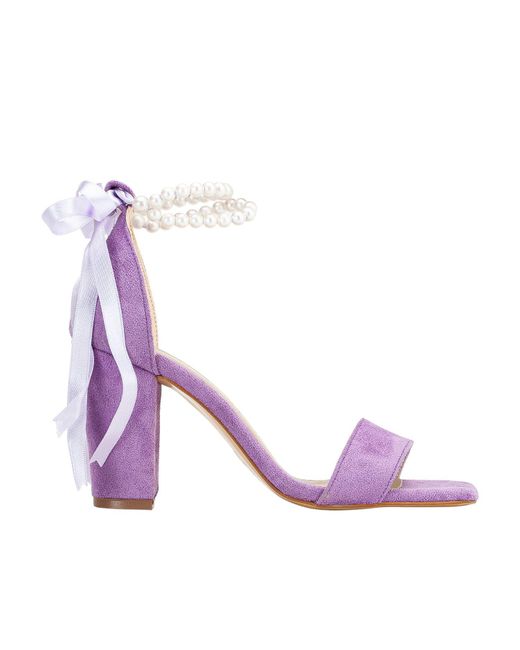 Forever & Always Shoes Purple Melissa Suede Sandals With Pearls