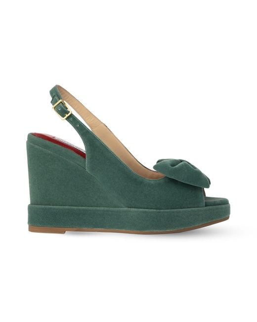 Rosamund Muir London Green Rignana Sage Velvet Wedges