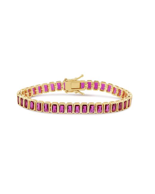SHYMI Pink Bezel-Set Emerald Ruby Tennis Bracelet