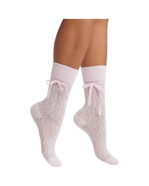 HIGH HEEL JUNGLE by KATHRYN EISMAN Pink Bella Satin Bow Socks