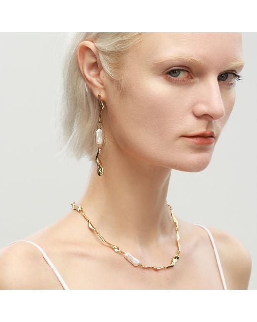 Classicharms Metallic Molten Baroque Pearl Necklace