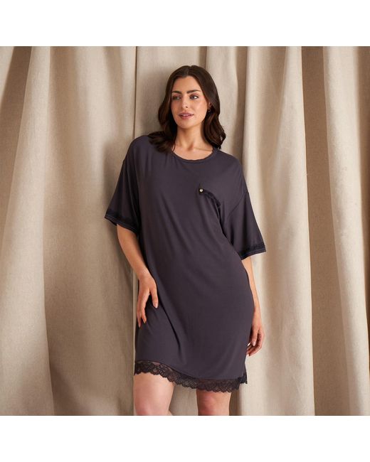 Pretty You London Black Bamboo Lace Tee Dress