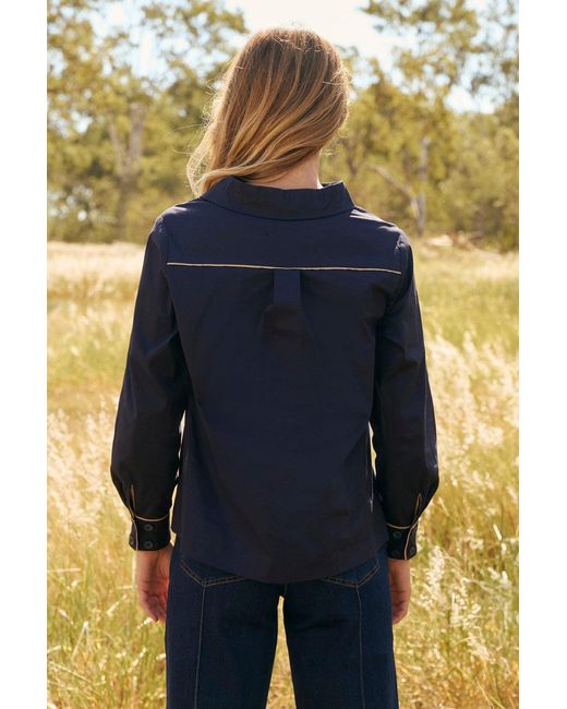 Adrift Clothing Blue Ella Collared Top