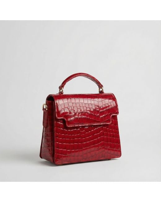 Sibylla Delphica Red Top Handle Leather Bag