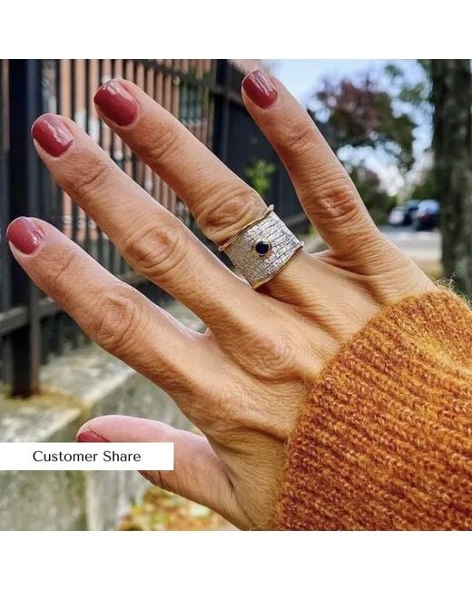 German Kabirski Gray Nedrila Iconic Design Blues Sapphire Textured Ring