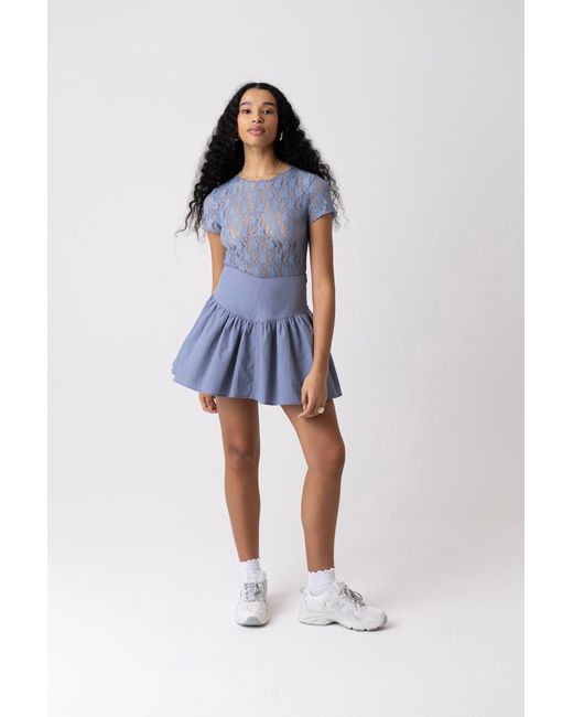 Amy Lynn Blue Orla Floral Lace Top