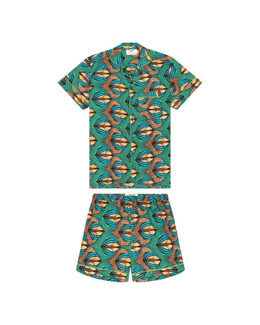 Ohema Ohene Green African Print Cotton Pyjama Set