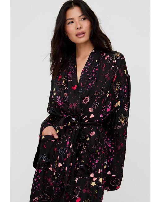 Lily and Lionel Black Corina Kimono Style Love Letter Print Robe