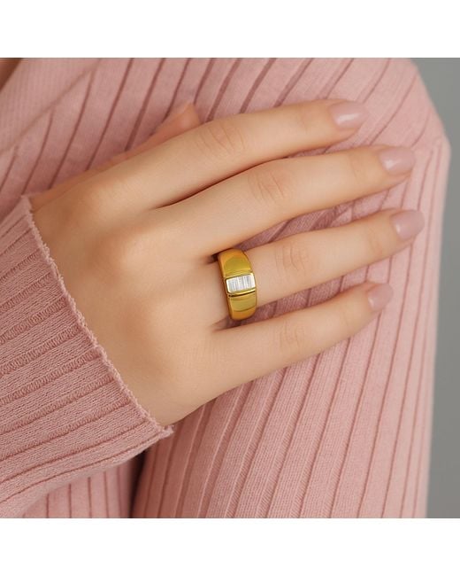 Artisan Metallic Baguette Diamond Dome Statement Ring