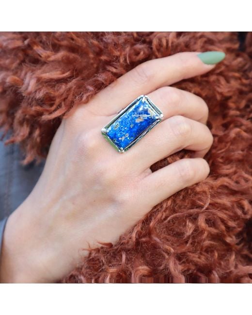 Mineralgems•Studio Blue Lapis Lazuli Rectangular Ring Fail