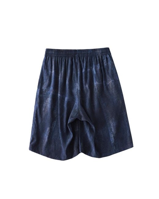 Soft Strokes Silk Blue Pure Mulberry Silk Tie Dye Printed Shorts for men