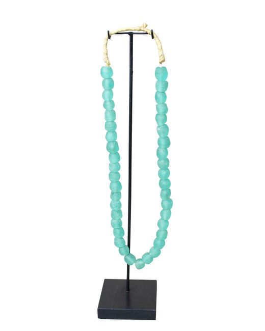 Botanical Boys Blue Ghana Glass Beads Necklace, Light