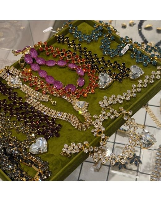 Achala Handcrafted Green Grande Cuore Mint Crystal Beaded Necklace