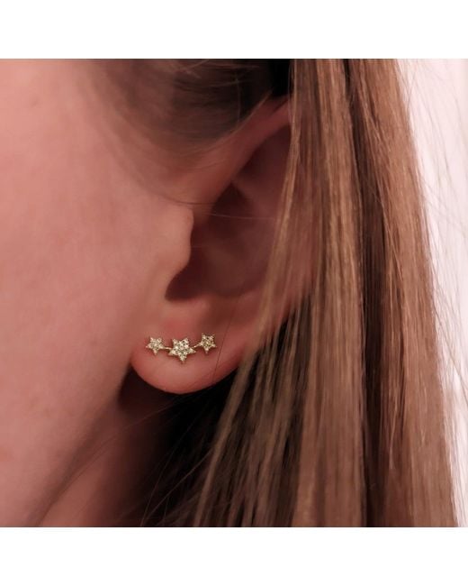 KAMARIA Metallic Triple Star Cluster Diamond Stud Earrings