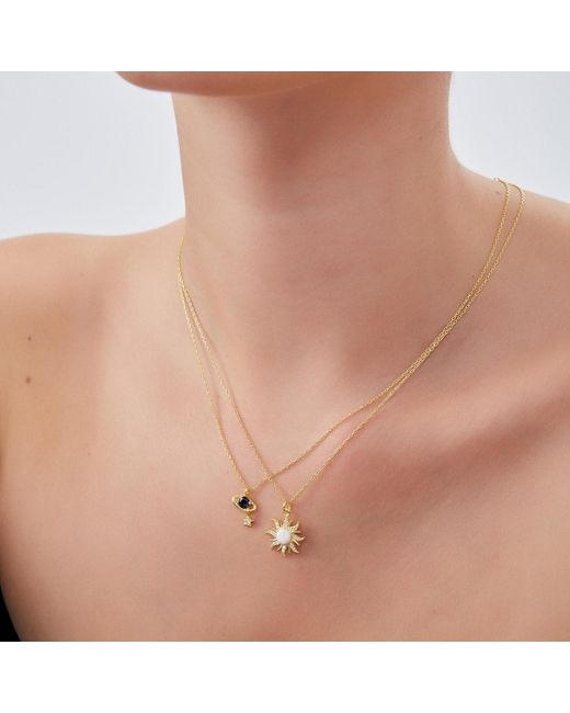 Spero London Metallic Dark Blue Saturn Necklace With Star Sterling Silver