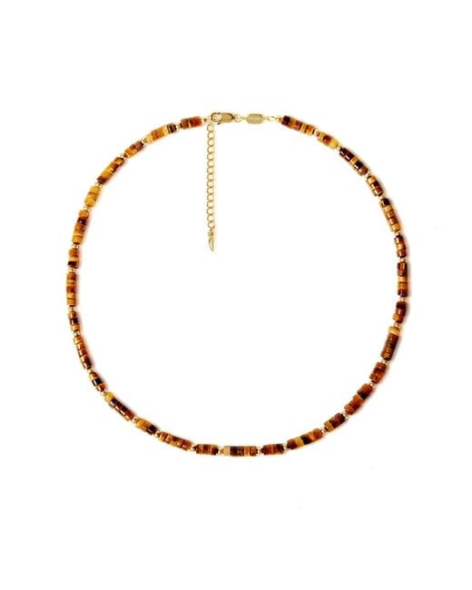 Freqnc Atelier Women's Metallic Cassie Tiger's Eye Gemstone Necklace