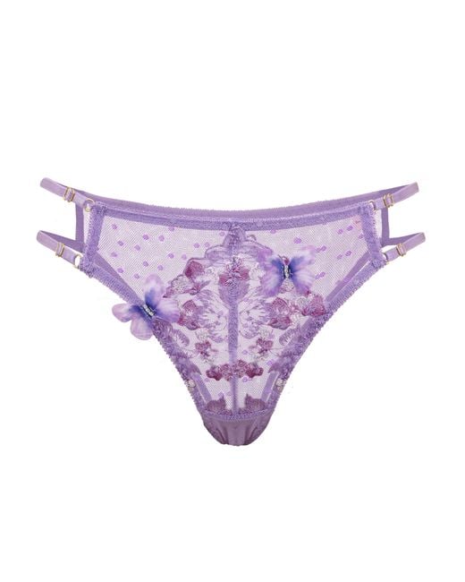 Empress Mimi Purple Madame X Lilac Lace Panty With Butterfly Detail
