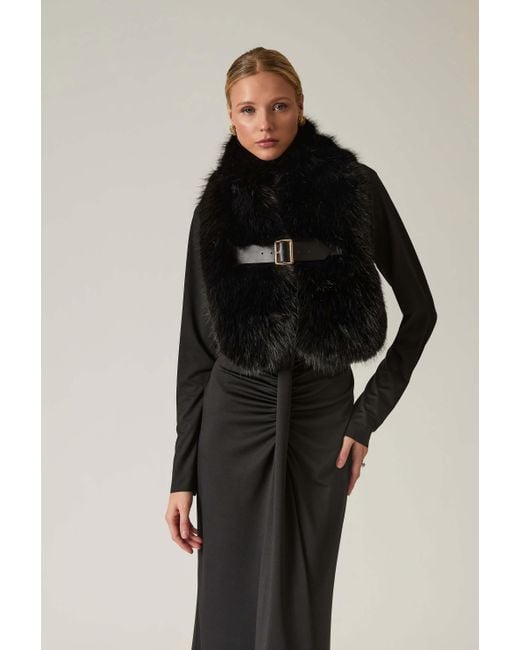 James Lakeland Black Buckled Faux Fur Collar