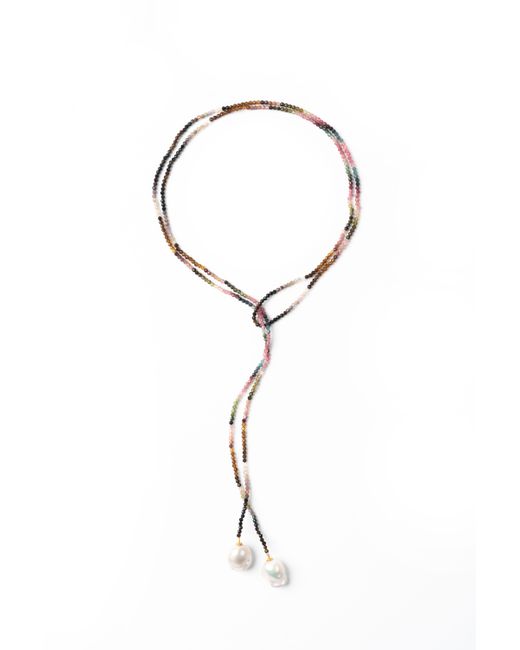 The Link Between Blue Baroque Drop Multi Tourmaline Open Ended Necklace