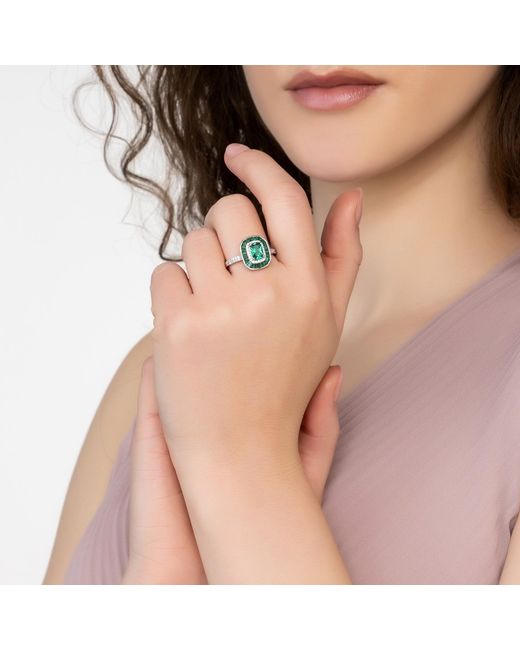 Latelita London Green Great Gatsby Cocktail Ring Emerald