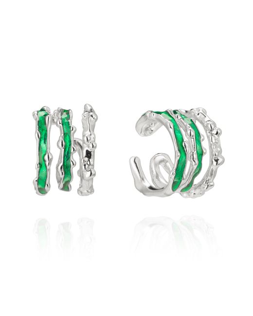 Aaria London Green Triple Cuff Earring